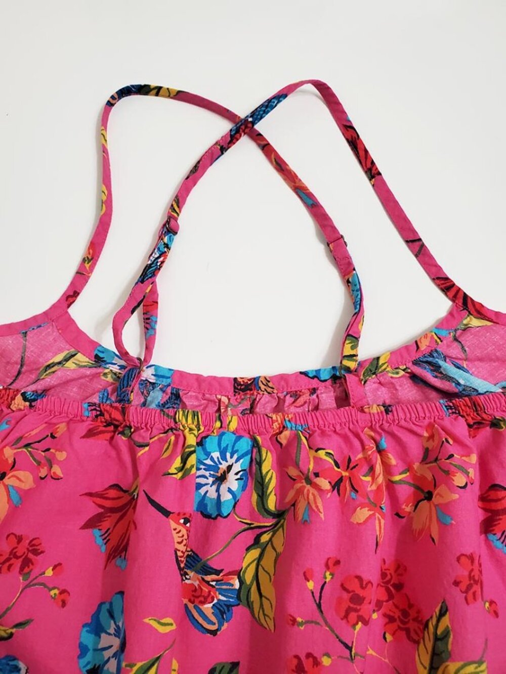 Printfresh Cami Nightgown L Hummingbird Haven Organic Cotton Floral Bird Pockets - Picture 10 of 12